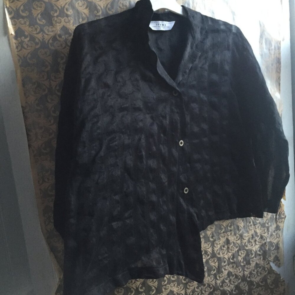 Itemz Chris Baumgartner Black Striped Asymmetrical Hem Blouse ONE Size Lagenlook